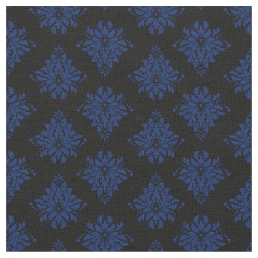 Navy Blau Damast auf Schwarz Stoff (Nahaufnahme)