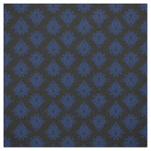 Navy Blau Damast auf Schwarz Stoff (Muster)