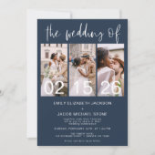 Navy Blau Die Hochzeit von Foto Einfach Minimalist Einladung (Vorderseite)