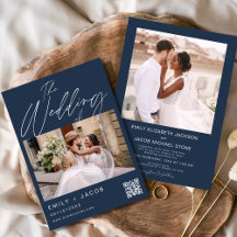 Navy Blau Die Hochzeit von zwei Foto QR-Code