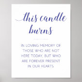 Navy Blau diese Kerze Burns Gedenkfeier Hochzeit Poster (Vorne)