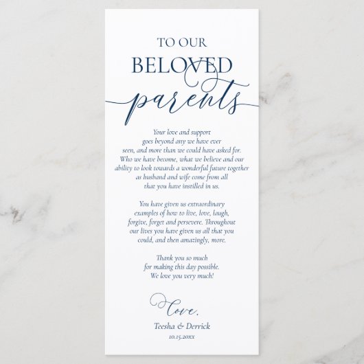 Navy Blau, Dinner Place Einstellung Danke Karte (Vorderseite)