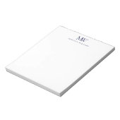 Navy Blau Einfach Elegant Modernes Monogramm Notizblock (Rotiert)