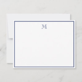 Navy Blau Einfacher Klassischer Vintage Anfangsbuc Mitteilungskarte