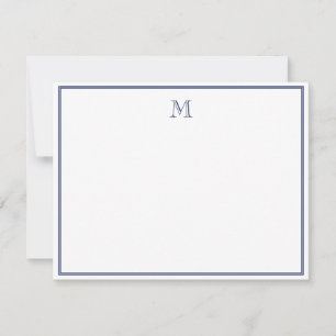 Navy Blau Einfacher Klassischer Vintage Anfangsbuc Mitteilungskarte