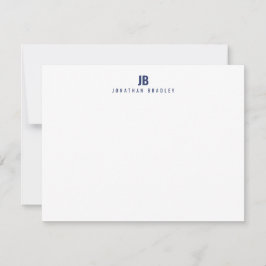 Navy Blau Einfaches Modernes Monogramm Professiona Mitteilungskarte