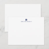 Navy Blau Einfaches Modernes Monogramm Professiona Mitteilungskarte (Vorne/Hinten)