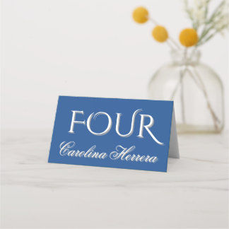 Navy Blau Elegantes Skript Gastname Nummer Platzkarte