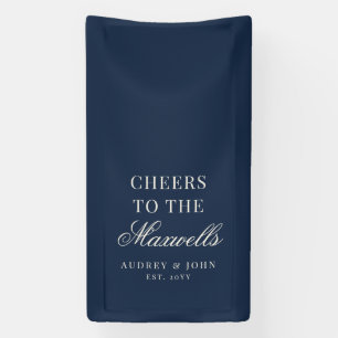Navy Blau Elfenbein Elegante Cheers Schrift Hochze Banner