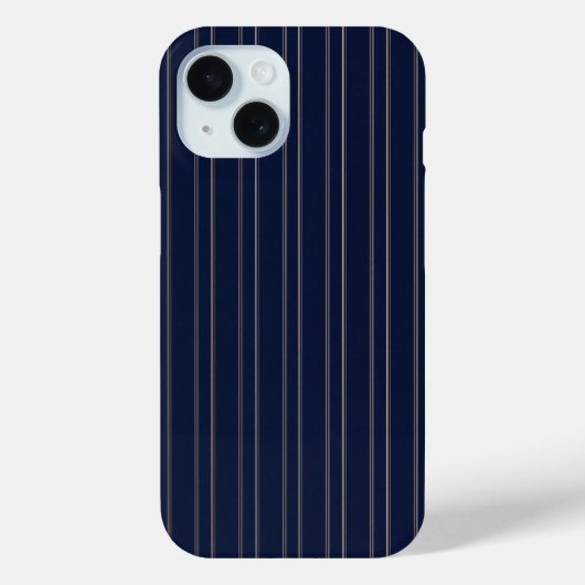 Navy Blau Elfenbein Gold Pinstripes Case-Mate iPhone Hülle (Rückseite)