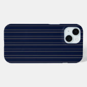Navy Blau Elfenbein Gold Pinstripes Case-Mate iPhone Hülle (Rückseite (Horizontal))