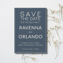 Navy Blau Elfenbein Old Money Moderne Hochzeit Save The Date