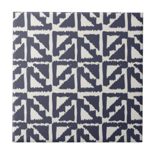 Navy Blau Elfenbein Stammesdruck Ikat Dreieck Must Fliese