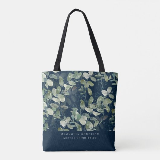 Navy Blau Eukalyptus Mutter der Braut Tasche (Rückseite)