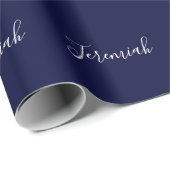 Navy Blau Farbe Schlichte Moderne Eigene Name Kall Geschenkpapier (Rolleneckpunkt)