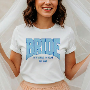 Navy + Blau Faux Glitter BRIDE Verlobung Braut- T-Shirt