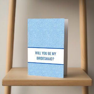 Navy + Blau Faux Glitter Hochzeitsantrag für die H Karte