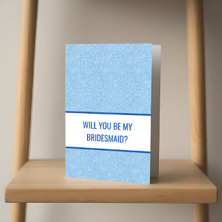 Navy + Blau Faux Glitter Hochzeitsantrag für die H Karte