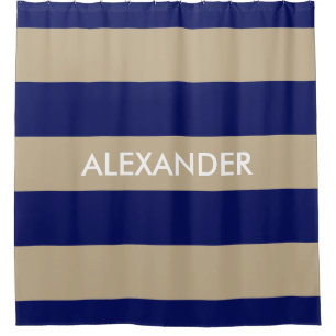 Navy Blau Fette H Streifen #3 Monogramm Duschvorhang
