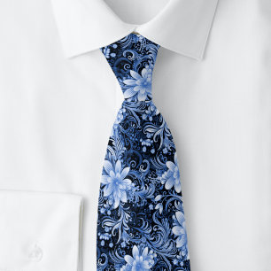 Navy Blau Floral Batik Krawatte