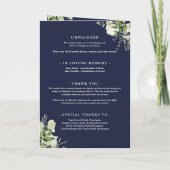 Navy Blau Florale Grüne Hochzeit Programm (Rückseite)