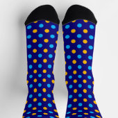 Navy Blau Gelb Cyan Pünktchen-Design  Socken (Oben)