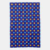 Navy Blau Gelb Cyan Punkte Design  Geschirrtuch (Vertikal)