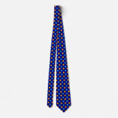 Navy Blau Gelb Cyan Punkte Design  Krawatte (Rückseite)