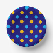 Navy Blau Gelb Cyan Punkte Design  Pappteller (Vorderseite)