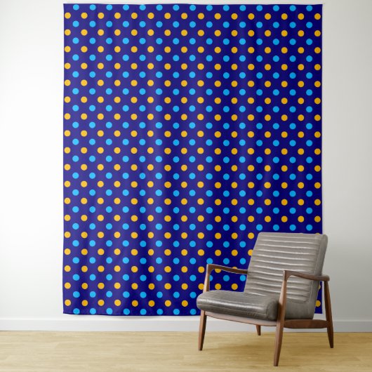 Navy Blau Gelb Cyan Punkte Design  Wandteppich (Beispiel)