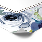 Navy Blau Gelbe Weiße Florale Hochzeitsfeier Poster (Ecke)