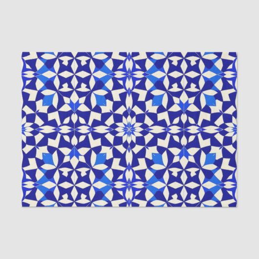 Navy-Blau geometrisches Blumenmuster Seidenpapier (Vorderseite)