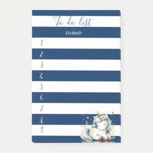 Navy Blau Gestreift, Baby Einhorn, To-Do-Liste Post-it Klebezettel