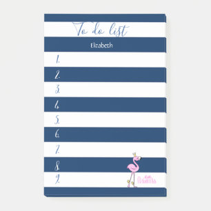 Navy Blau Gestreift,Rosa Flamingo ,To-Do-Liste Post-it Klebezettel
