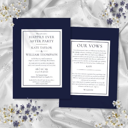 Navy Blau glücklich je nach Party Hochzeiten Vows Einladung