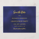 Navy Blau Gold Abschlussparty Save the Date Flyer (Hinten)