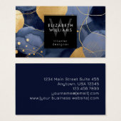 Navy Blau Gold Abstrakt Monogramm Visitenkarte (Vorne & Hinten)