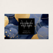 Navy Blau Gold Abstrakt Monogramm Visitenkarte (Vorderseite)