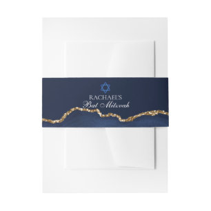 Navy Blau Gold Achat Benutzerdefinierte Bat-Mizwa- Einladungsbanderole