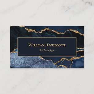 Navy Blau Gold Achat Immobilienprofi Visitenkarte