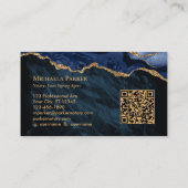 Navy Blau Gold Achat Professioneller Notar QR-Code Visitenkarte (Rückseite)