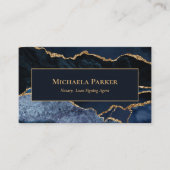 Navy Blau Gold Achat Professioneller Notar QR-Code Visitenkarte (Vorderseite)