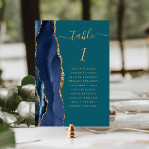 Navy Blau Gold Achat Türkis Hochzeit Tischnummer