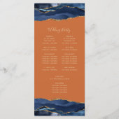 Navy Blau Gold Achat verbrannte Orange Hochzeit Programm (Rückseite)