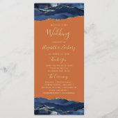 Navy Blau Gold Achat verbrannte Orange Hochzeit Programm (Vorderseite)