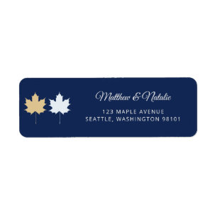 Navy Blau Gold Ahornblatt Elegante Herbsthochzeit