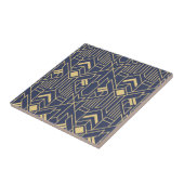 Navy Blau Gold Art Deco Geometrisches Muster Fliese (Seite)