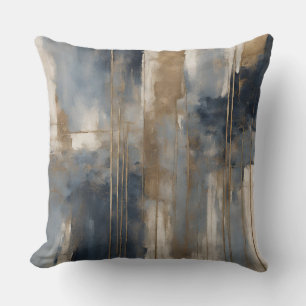Navy Blau Gold Beige Abstrakte Aquarell Kissen