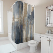 Navy Blau Gold Beige Abstrakte Wasserfarbe Duschvorhang (Beispiel)