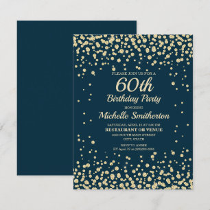 Navy Blau Gold Diamant Glitter Frauen 60. Geburtst Karte